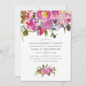  Pink Peonies Waterverf Engagement Party Kaart (Voorkant)