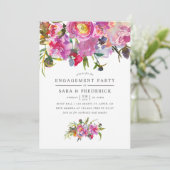  Pink Peonies Waterverf Engagement Party Kaart (Staand voorkant)