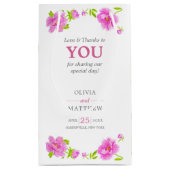 Pink Peonies Waterverf Floral Green Wedding Guest Klein Cadeauzakje (Achterkant)