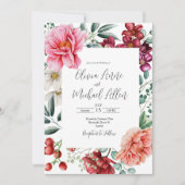  Pink Peonies Waterverf Floral Wedding Kaart (Voorkant)