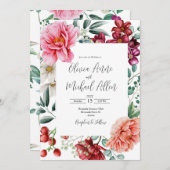  Pink Peonies Waterverf Floral Wedding Kaart (Voorkant / Achterkant)