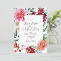 Pink Peonies Waterverf Floral Wedding