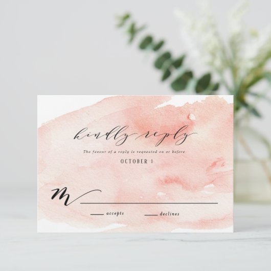Pink Peonies Weddenschap RSVP Kaartje (Staand voorkant)