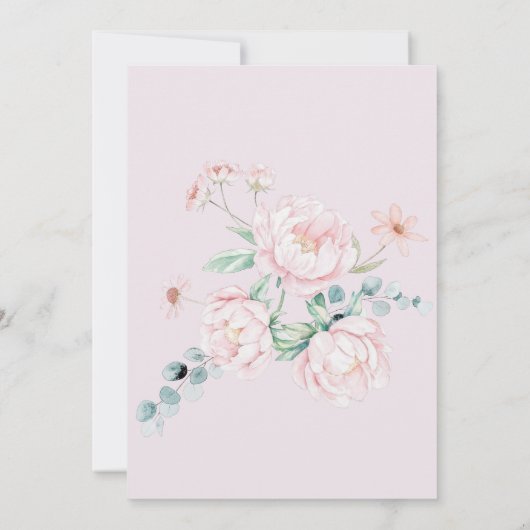 Pink Peonies Wildflowers Bow Garden Vrijgezellenfe Kaart (Achterkant)