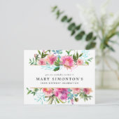 Pink Peony 100th Birthday Uitnodiging Briefkaart (Staand voorkant)