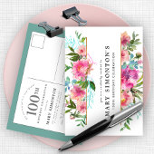 Pink Peony 100th Birthday Uitnodiging Briefkaart