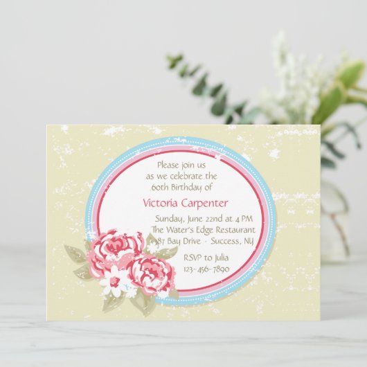 Pink Peony (1) Uitnodiging (Staand voorkant)