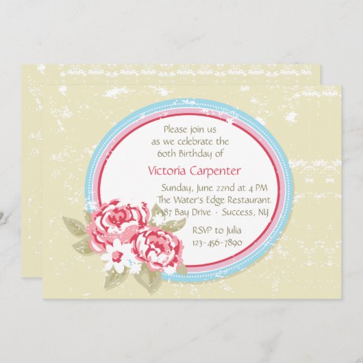 Pink Peony (1) Uitnodiging (Voorkant / Achterkant)