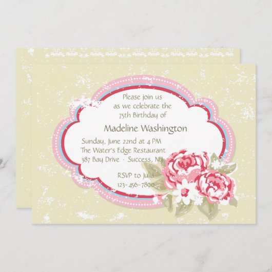 Pink Peony (2) Uitnodiging (Voorkant / Achterkant)