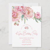 Pink Peony 30th Birthday Invitation Kaart (Voorkant)