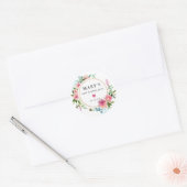 Pink Peony 60th Birthday Party Favor Ronde Sticker (Envelop)