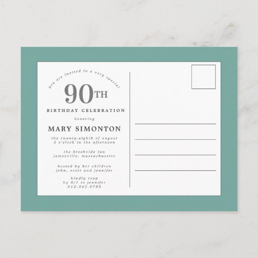 Pink Peony 90ste verjaardag Uitnodiging Briefkaart (Achterkant)