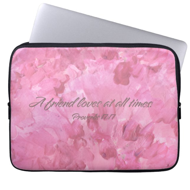 Pink Peony-A Friend Loves Tablet/Laptop Sleeve (Voorkant)