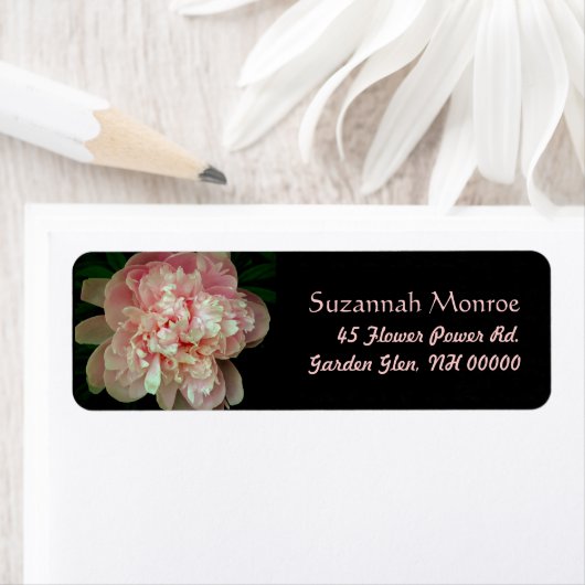 Pink Peony Adresetiketten Etiket (Insitu)