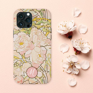 Pink Peony Alphonse Mucha Monogram Case-Mate iPhone Case