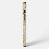 Pink Peony Alphonse Mucha Monogram iPhone Hoesje (Linkerkant)