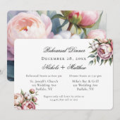 Pink Peony and Cotton Wedding Rehearsal Dinner Kaart (Voorkant / Achterkant)