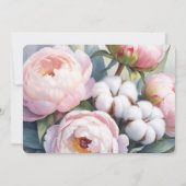 Pink Peony and Cotton Wedding Rehearsal Dinner Kaart (Achterkant)