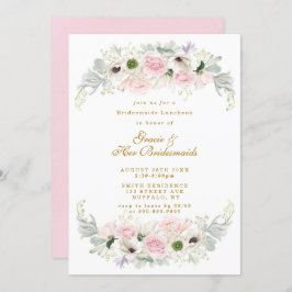 Pink Peony Anemone Bridesmaids Luncheon Invite