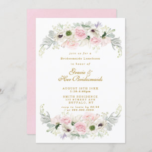 Pink Peony Anemone Bridesmaids Luncheon Invite