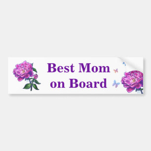 Pink Peony Art, Best Mam on Board Bumpersticker