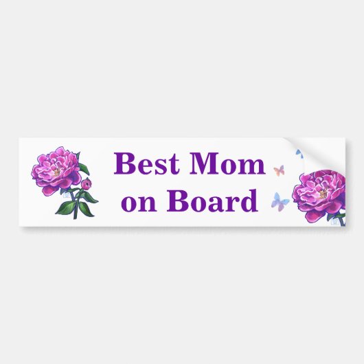 Pink Peony Art, Best Mam on Board Bumpersticker (Voorkant)