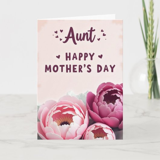 Pink Peony Aunts Day Card Kaart (Voorkant)