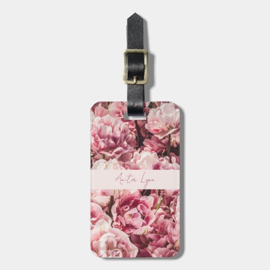 Pink Peony Bagagelabel (Voorkant verticaal)
