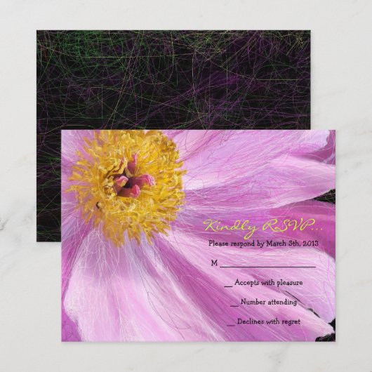 PINK PEONY Bat Mitzvah Invitation RSVP Reply Card (Voorkant / Achterkant)