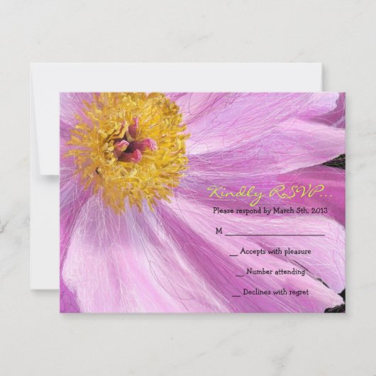 PINK PEONY Bat Mitzvah Invitation RSVP Reply Card Kaartje (Voorkant)