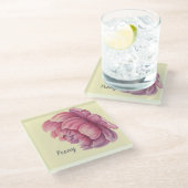 Pink Peony Big Bloom Glazen Onderzetter (Schuin)