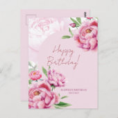 Pink Peony Birthday Folded Greeting Card Briefkaart (Voorkant / Achterkant)