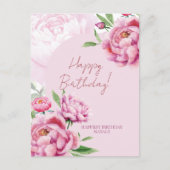 Pink Peony Birthday Folded Greeting Card Briefkaart (Voorkant)