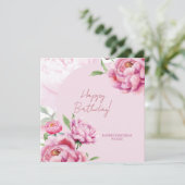 Pink Peony Birthday Folded Greeting Card Kaart (Staand voorkant)
