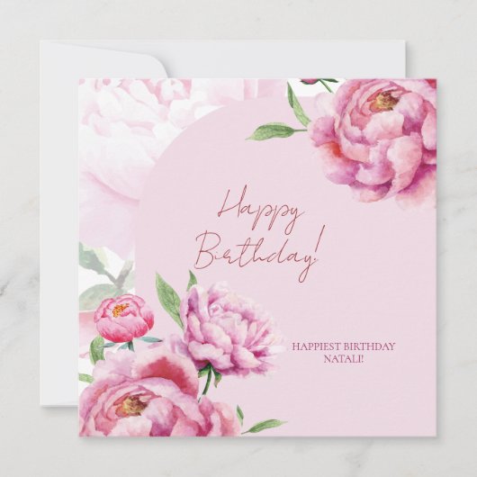 Pink Peony Birthday Folded Greeting Card Kaart (Voorkant)