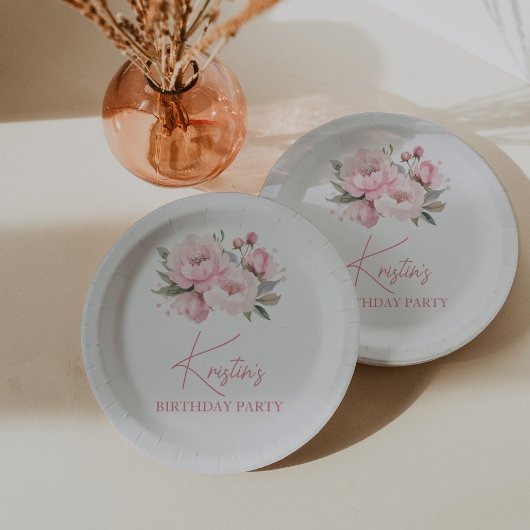 Pink Peony Birthday Papieren Bordje