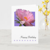 Pink Peony Birthday Wenskaart Kaart (Gele Bloem)