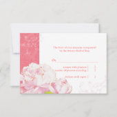 Pink Peony Blooms Wedding RSVP (Voorkant)
