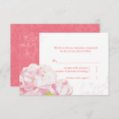 Pink Peony Blooms Wedding RSVP (Voorkant / Achterkant)