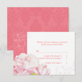 Pink Peony Blooms Wedding RSVP Kaartje (Voorkant / Achterkant)