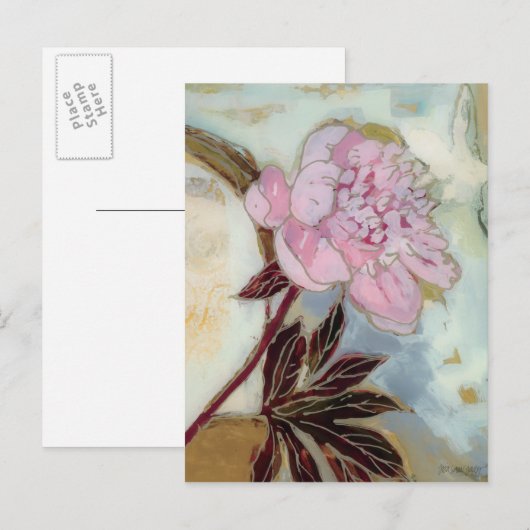 Pink Peony Blossom Briefkaart (Voorkant / Achterkant)