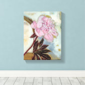 Pink Peony Blossom Canvas Afdruk (Insitu (Houten vloer))