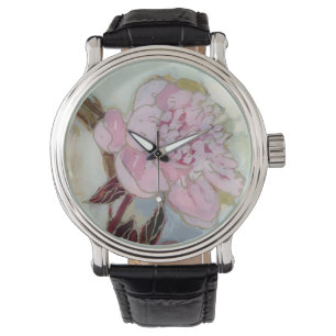 Pink Peony Blossom Horloge