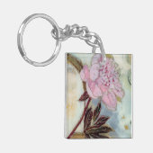 Pink Peony Blossom Sleutelhanger (Voorkant Links)