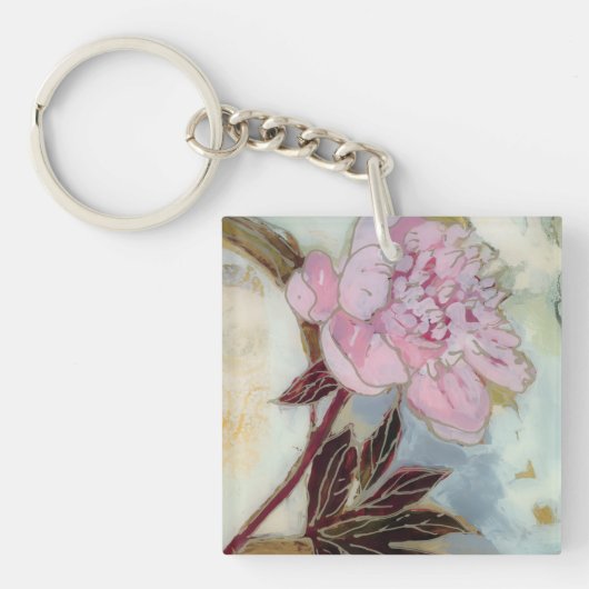 Pink Peony Blossom Sleutelhanger (Voorkant)