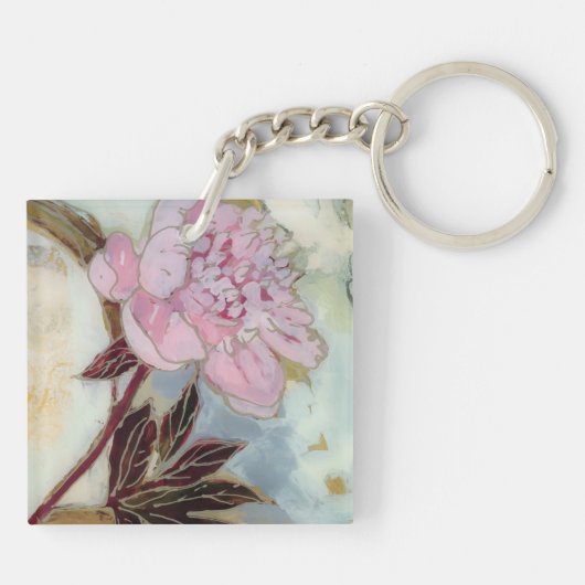 Pink Peony Blossom Sleutelhanger (Achterkant)