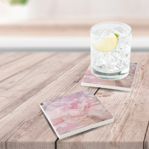 Pink Peony Blossom Stenen Onderzetter