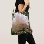 Pink Peony Blossom.text. Tote Bag (Dichtbij)