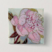 Pink Peony Blossom Vierkante Button 5,1 Cm (Voorkant)