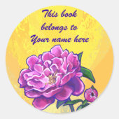 Pink Peony Bookplate Sticker (Voorkant)
